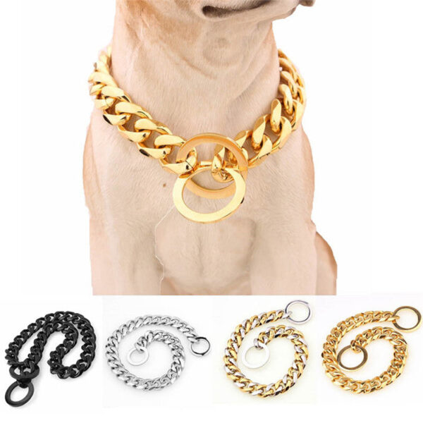 Cuban Link Dog Gold Adjustable Chain Collar Thick 15mm