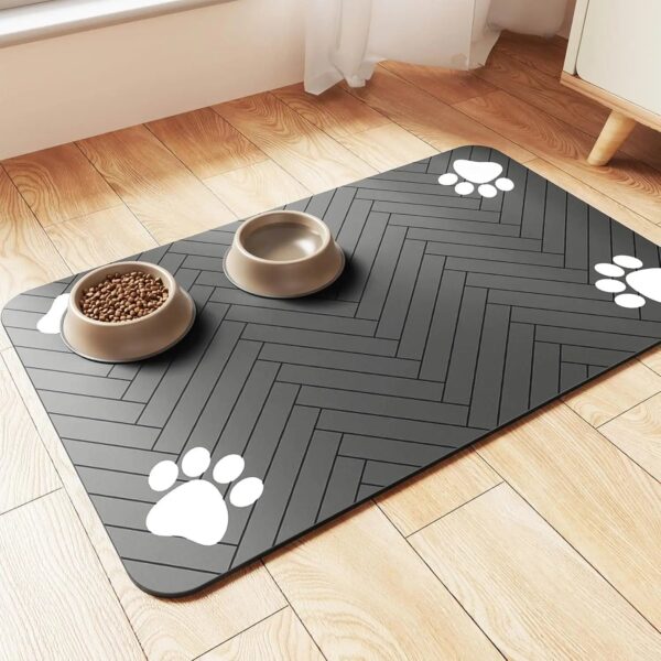 Absorbent Pet Feeding Mat with Waterproof Backing for Food & Water Bowls