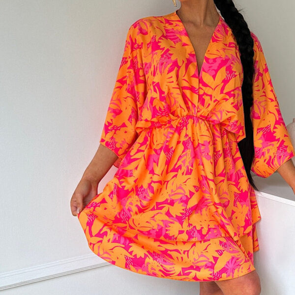 Lira™ | Orange & Pink Tropical Dress