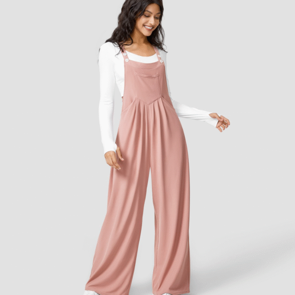 Chic Women's Wide-Leg Overalls - Effortless Relaxed Fit - Stylish Button Strap - Perfect for Casual Lightweight Outings