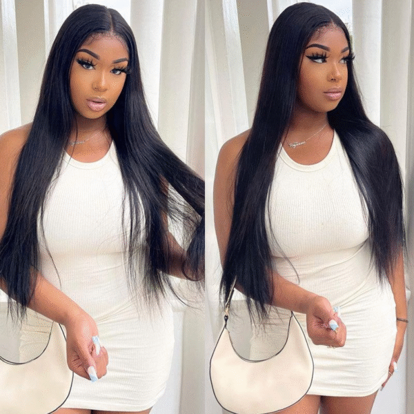 Cranberry T-Part 13X1 HD Middle Part Lace Closure Silky Straight Natural Black Human Hair Wig