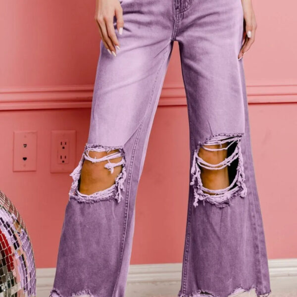 Distressed Vintage Washed Wide Leg Pants