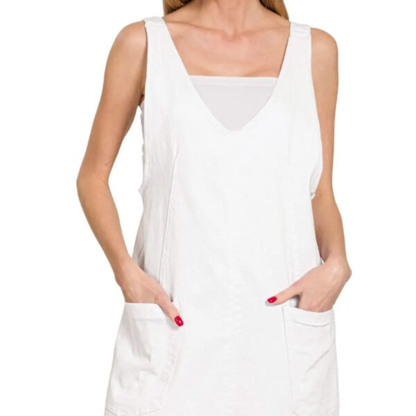 Washed Adjustable Strap Denim Overall Dress