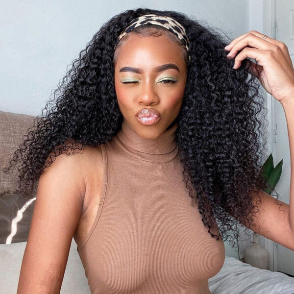 Cranberry Jerry Curly Glueless Wig Headband Wig