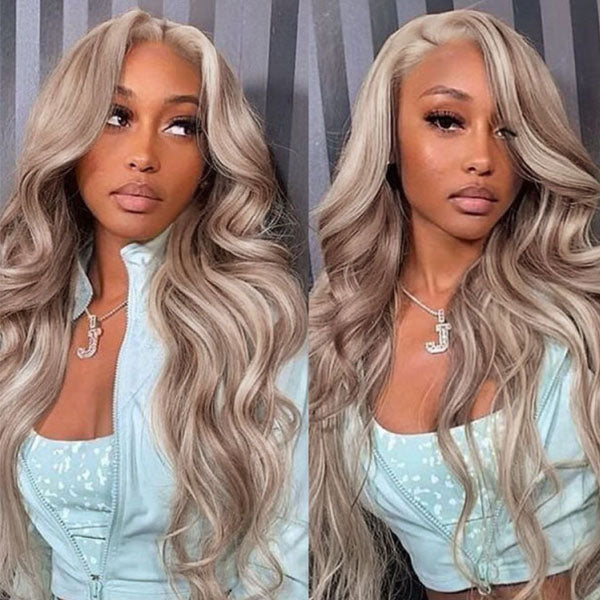 Cranberry #18 Blonde Colored Straight Human Hair Lace Front Long Wigs