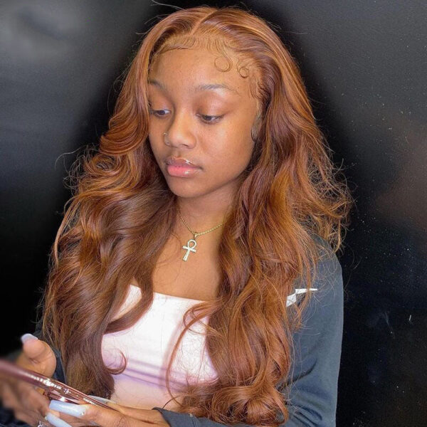 Cranberry Ginger Brown Body Wave Wigs Brazilian Human Hair Wigs Pre Plucked 13x4 Lace Frontal Wigs