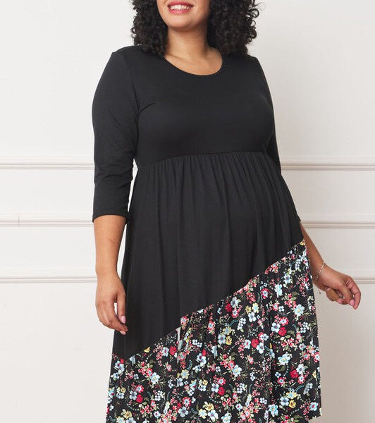 Chic Plus Size Asymmetrical Midi Dress with Eye-Catching Accents