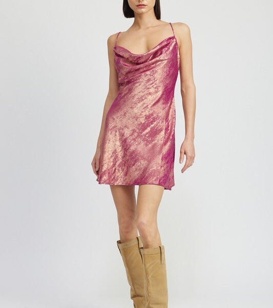 Emory Park | Chic Cowl Neck Mini Slip Dress | Proudly Made in the USA