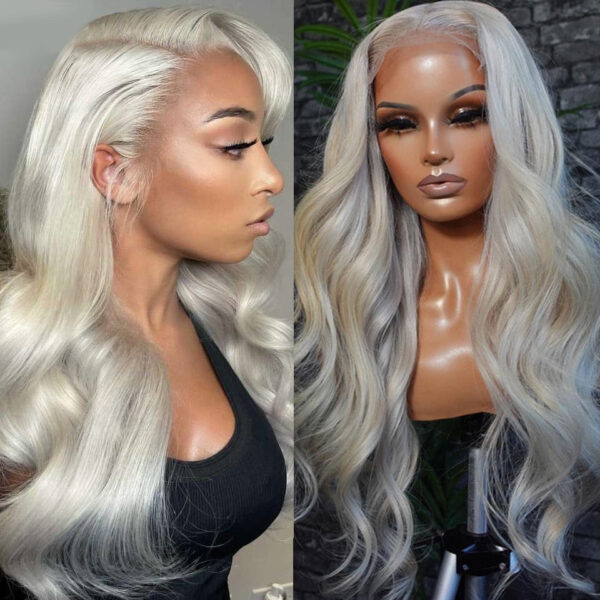 Cranberry Platinum Ash Blonde Lace Front Wig Transparent Colored 13X4 Lace Front Human Hair Wig