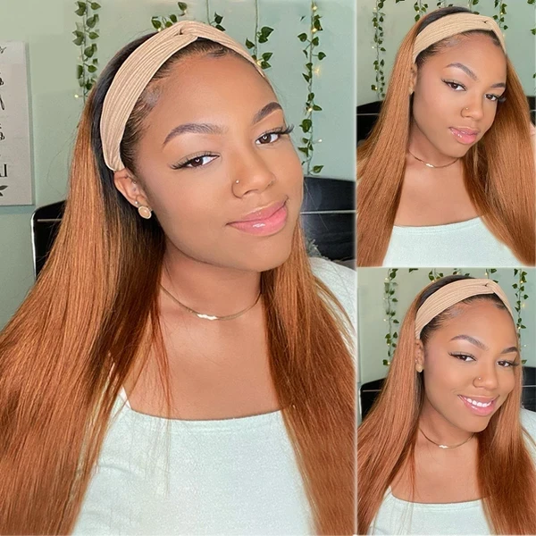 Cranberry Silky Straight Color #4 Human Hair Wig Glueless Wig Brazilian Virgin Hair Headband Wig 180% Density