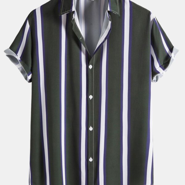 Striped Print Button Up Shirt