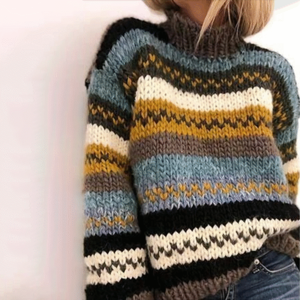 Melizza™ – Jumper with High Neck and Trendy Print