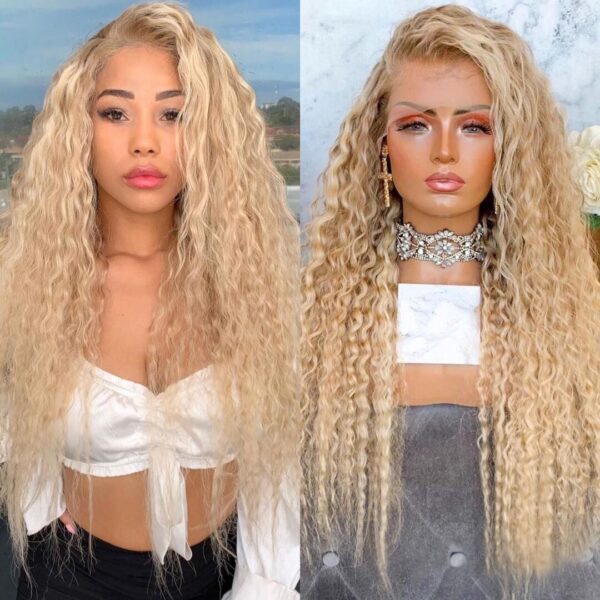 Cranberry Blonde Curly Human Hair Wig Pre Plucked Side Part with Baby Hair 13x4 Lace Front Wig