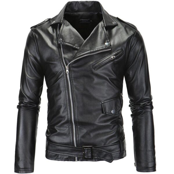 Stylish Men's Casual Motorcycle Jacket with Trendy Collar