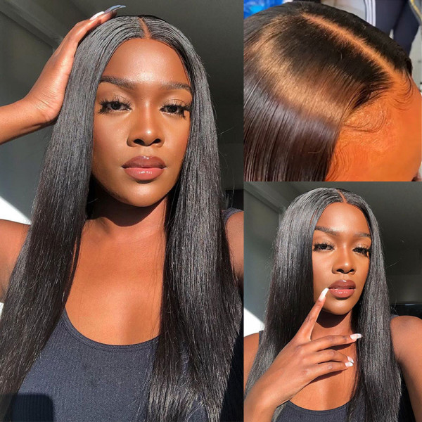 Cranberry 10A Malaysian 4x4 Inch Lace Closure Human Hair Wigs Straight Remy Hair Wigs Natural Color