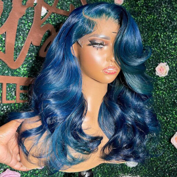 Cranbrry Light Blue Color 13x4 Lace Front Human Hair Wig Brazilian Body Wave Wigs Pre Plucked
