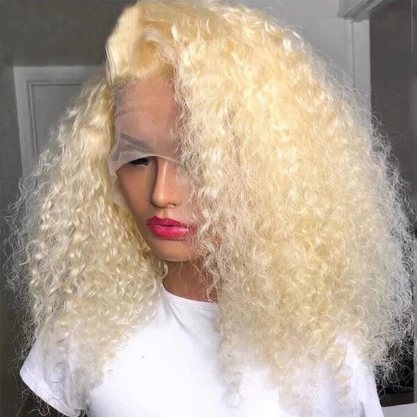 Cranberry Kinky Curly Lace Front Wig Pre Plucked 13x6/13x4 HD 613 Blonde Human Hair Wigs 180 Density