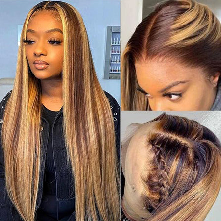 Cranberry 13x4 Highlight Straight Ombre 4/27 Color Real Swiss Lace Wig