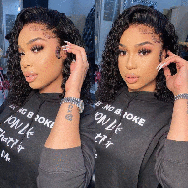 Cranberry Deep Wave Lace Front Bob Wigs Short Malaysian Human Hair Wigs For Black Women