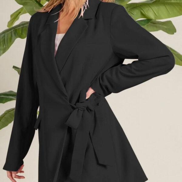 Wrap Tie Detailed Long Blazer