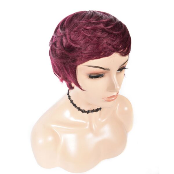 Cranberry 99J Short Pixie cut Wigs Romance Wave Wig Machine Made Human Wig