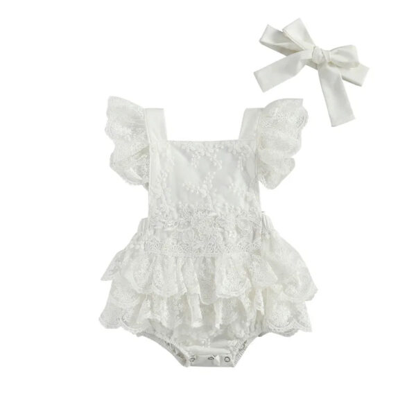 Ruffles Sleeve Baby White Lace Romper