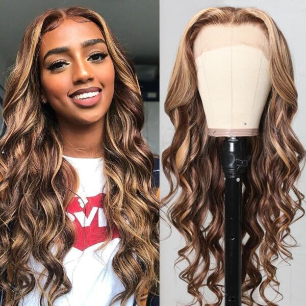 Cranberry Honey Blonde Highlight Body Wave 13x4 Lace Front Wigs 100% Human Hair Wigs