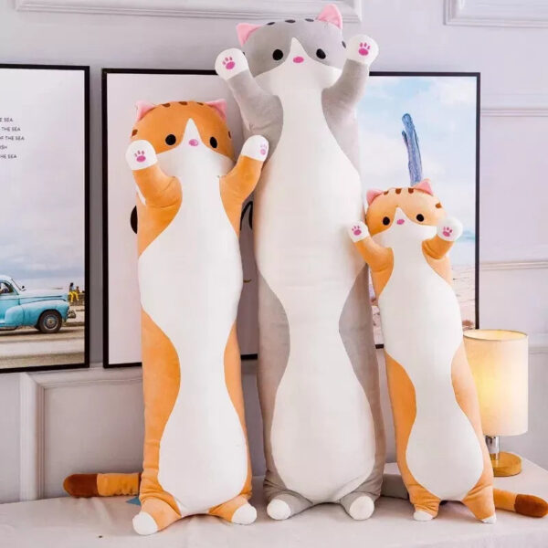 Tubular Kitty Pillow Plush 3D Stuffed Animal (3 Colors) Multiple Sizes