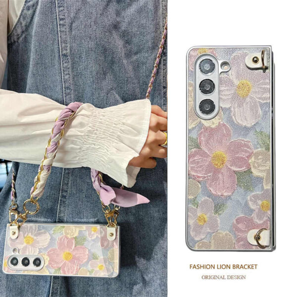 Cute Colorful Oil Painting Flower Phone Case For Samsung Galaxy Z Fold Series