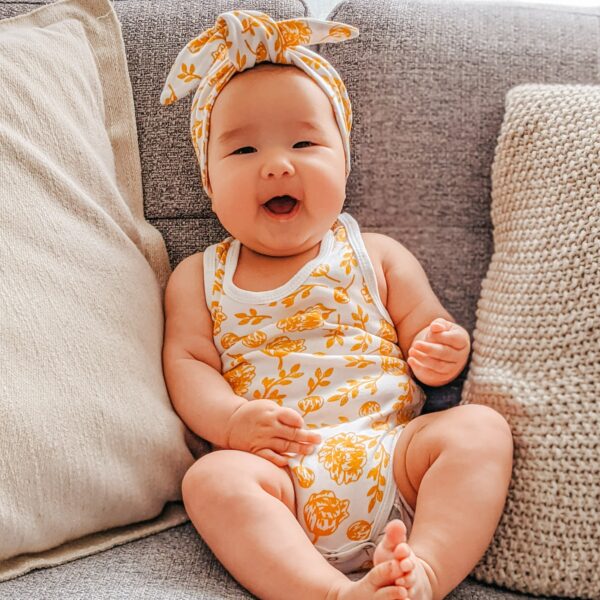 Organic Singlet Bodysuit - Golden Peony