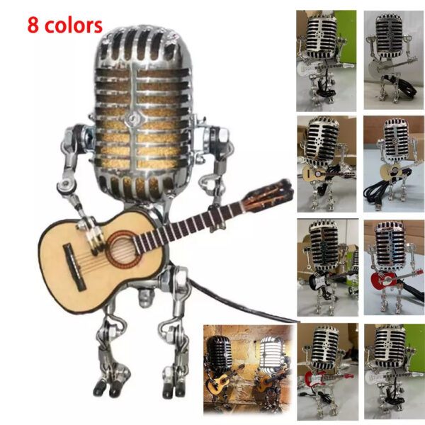 Vintage Metal Microphone Robot Desk Lamp