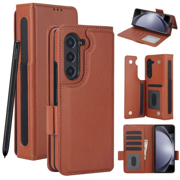 Luxury Leather Stand Wallet Case for Samsung Galaxy Z Fold 6/5/4/3 | Folding Card Bag with S Pen Slot