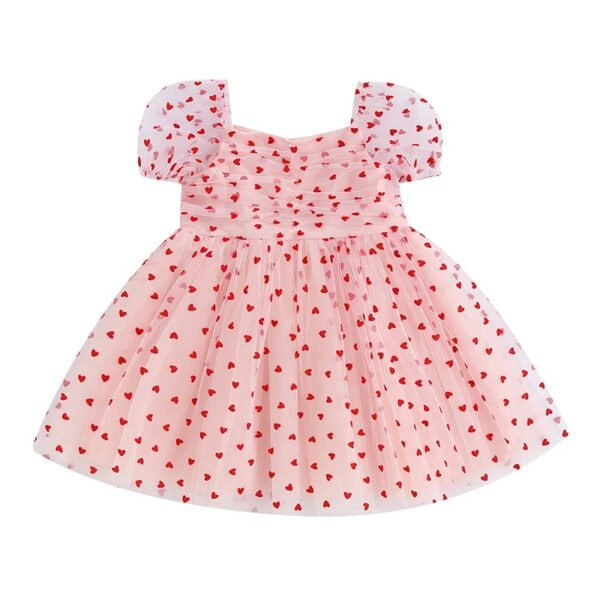 The Tiny Red Hearts Pink Dress for Little Girls