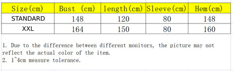 Size chart fort hoodie blanket