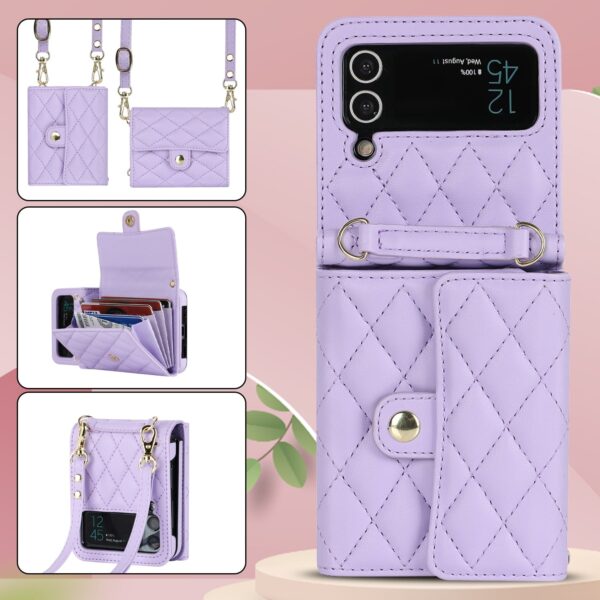 Luxury PU Leather Crossbody Lanyard  Holder Magnetic  Z Flip 4 & 3 Case