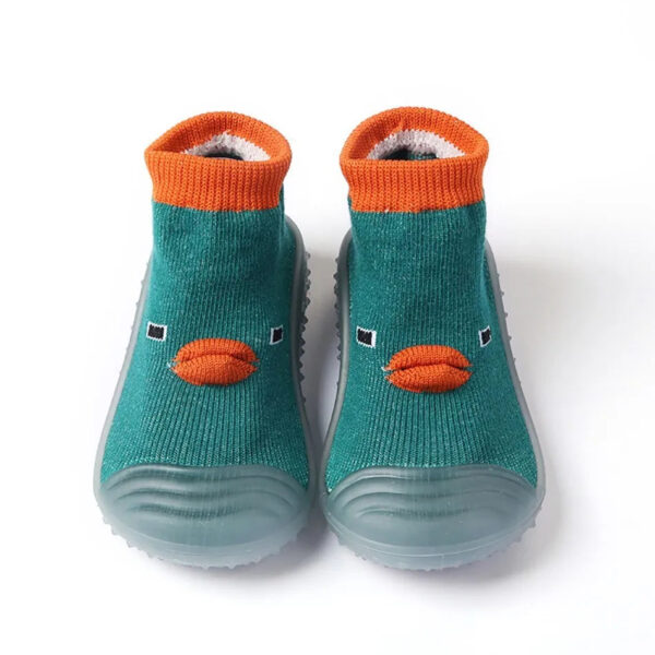 Baby Socks Shoes Soft Leather Sole Shoes Toddler Pre-walk Shoes Cute Duck Semi-high Cotton Knitting Sock 0-3Years months