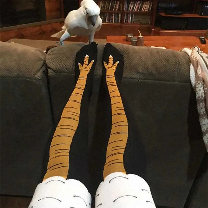 Men Funny 3D Chicken Socks Print Cartoon Cosplay High flexibility Thigh High Sock Cotton Fashion Thin Toe Feet W250217