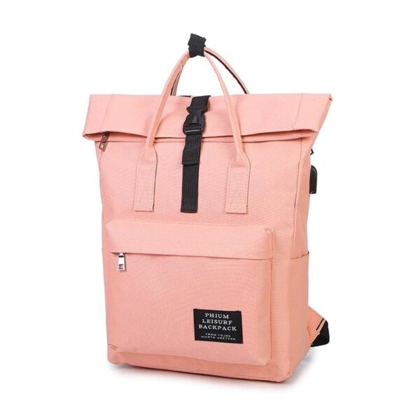 Backpack canvas rucksack women external USB charge