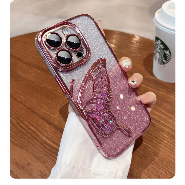 Cute 3D Glitter Butterfly Plating Case for iPhone 16 Series | 15 Series (Select Model)