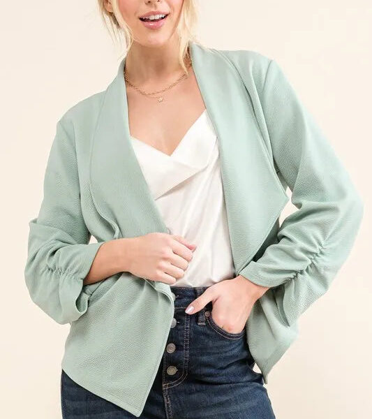 Stretch Non-Wrinkled Basic Open-Front Blazer