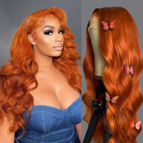 Amazing Orange Ginger Pre-colored Human Hair Wigs 13x4 HD Lace Wig