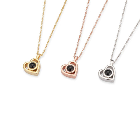 photo necklace on white background