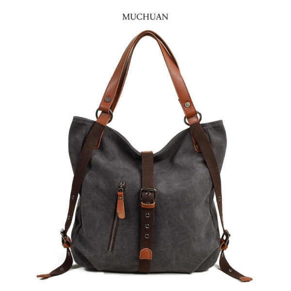 Canvas women's bag casual bucket shoulder bag