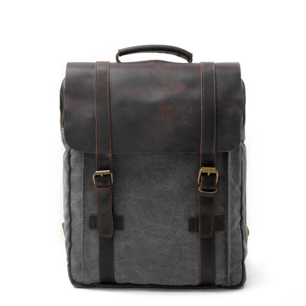 Canvas Leather Backpacks 14" Laptop Waterproof Daypacks