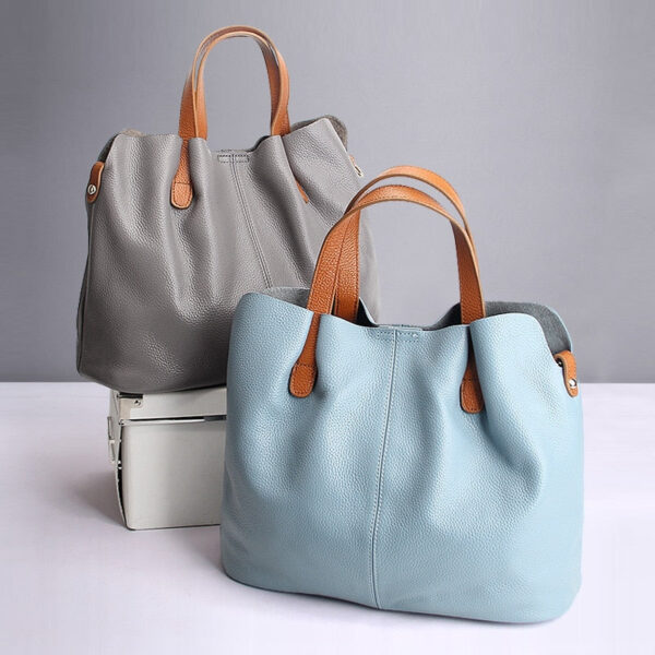 Genuine Leather handbags head layer cowhide litchi grain