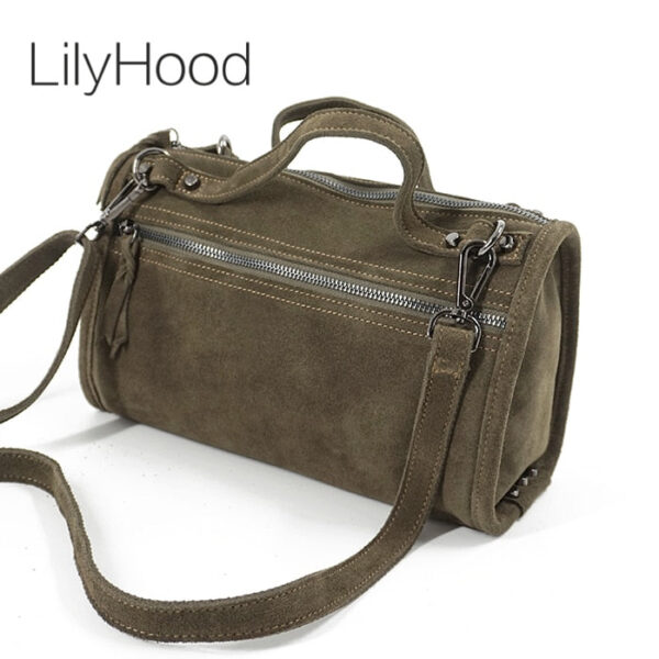 Suede Genuine Leather Rivet Shoulder Bag Crossbody Bag