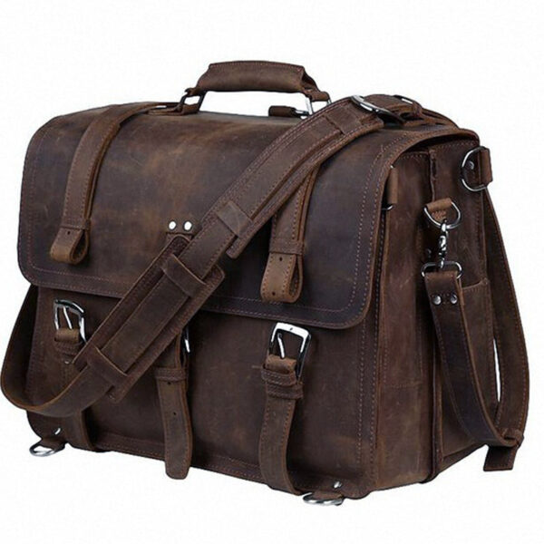 Vintage Crazy Horse Genuine Leather Briefcase Business Bag