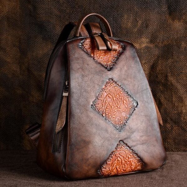 Vintage rucksack embossed handbag