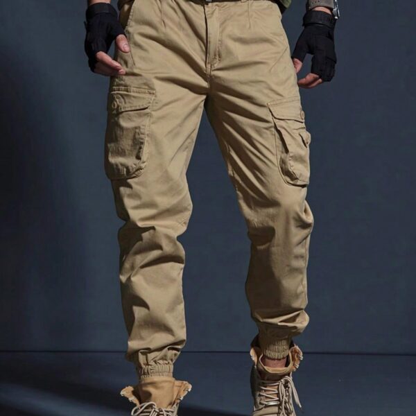 Manfinity Homme Men Flap Pocket Cargo Pants Without Belt Men's Convertible Hiking Pants