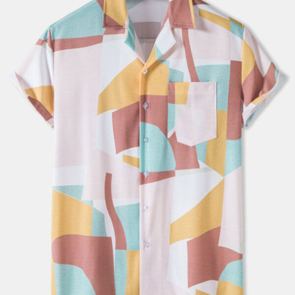 Abstract Color Block Print Shirt